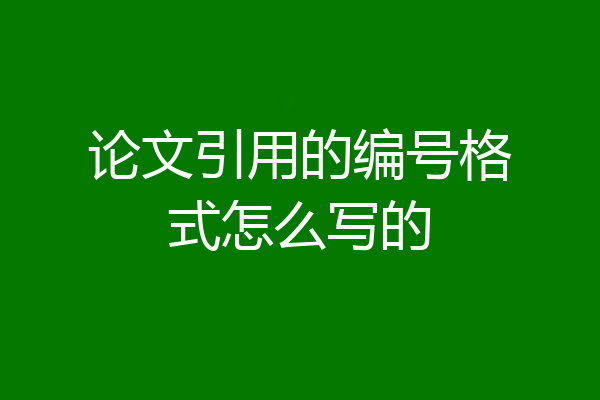 论文引用的编号格式怎么写的
