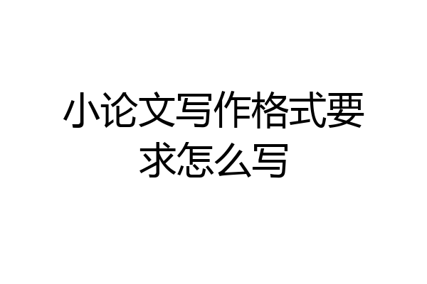 小论文写作格式要求怎么写