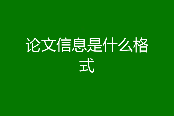 论文信息是什么格式