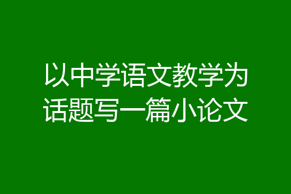 以中学语文教学为话题写一篇小论文
