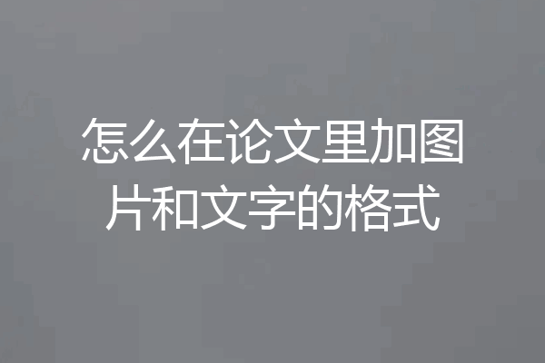 怎么在论文里加图片和文字的格式