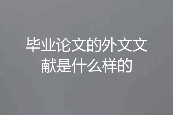 毕业论文的外文文献是什么样的