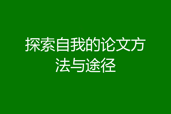 探索自我的论文方法与途径