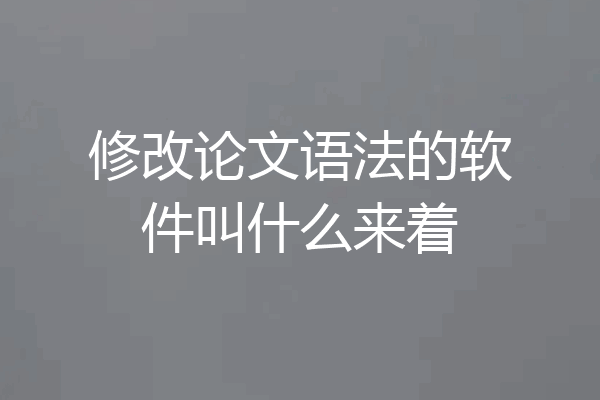 修改论文语法的软件叫什么来着