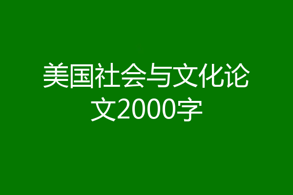 美国社会与文化论文2000字