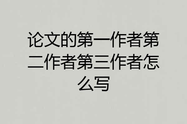 论文的第一作者第二作者第三作者怎么写