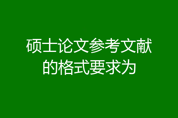 硕士论文参考文献的格式要求为
