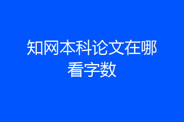 知网本科论文在哪看字数