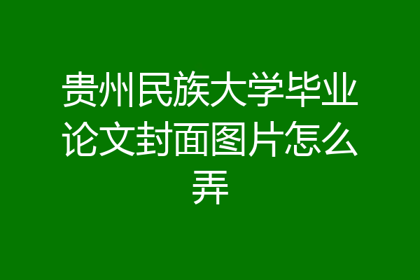 贵州民族大学毕业论文封面图片怎么弄