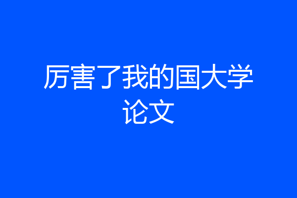 厉害了我的国大学论文