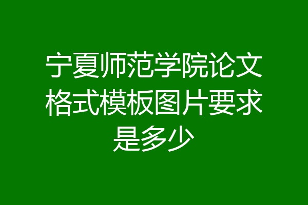 宁夏师范学院论文格式模板图片要求是多少