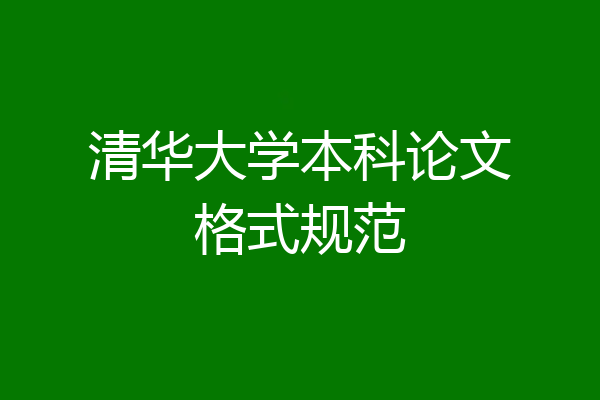 清华大学本科论文格式规范