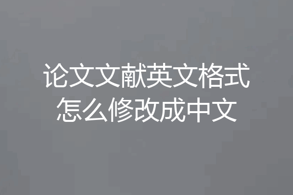 论文文献英文格式怎么修改成中文