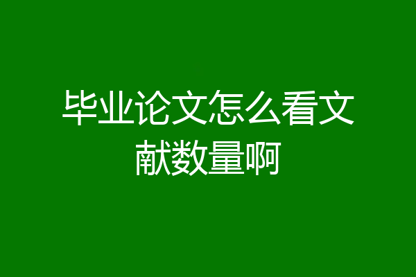 毕业论文怎么看文献数量啊