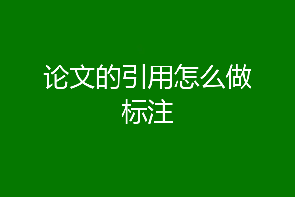 论文的引用怎么做标注