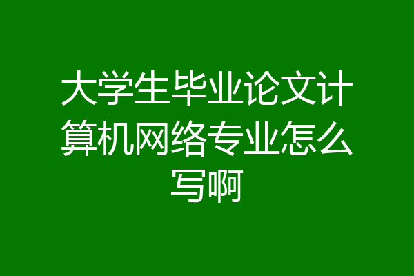大学生毕业论文计算机网络专业怎么写啊