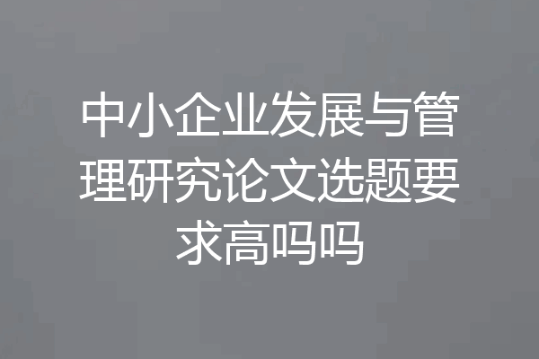 中小企业发展与管理研究论文选题要求高吗吗