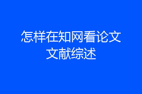 怎样在知网看论文文献综述