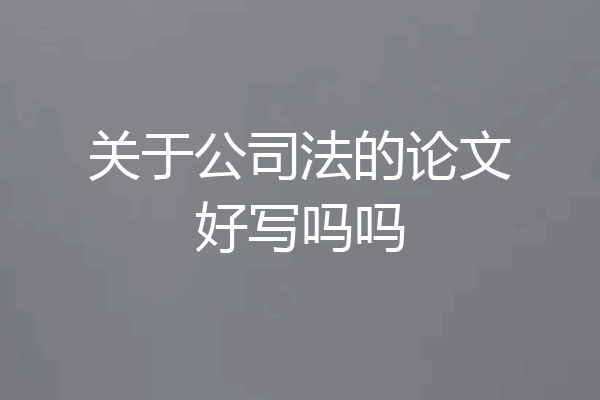 关于公司法的论文好写吗吗