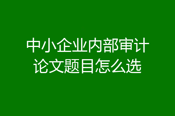 中小企业内部审计论文题目怎么选