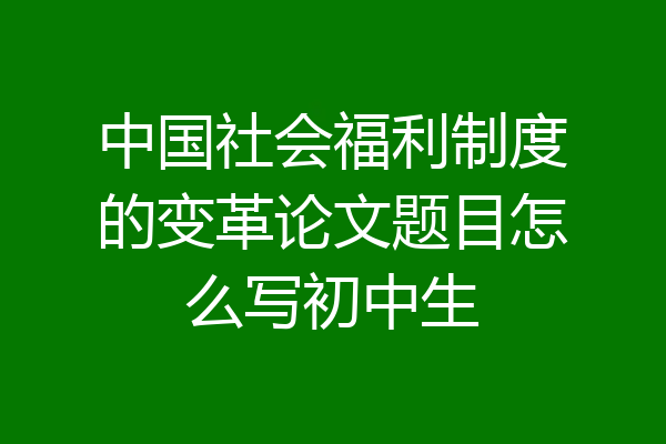 中国社会福利制度的变革论文题目怎么写初中生