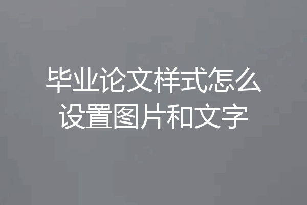 毕业论文样式怎么设置图片和文字