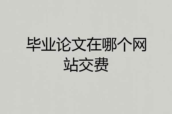毕业论文在哪个网站交费