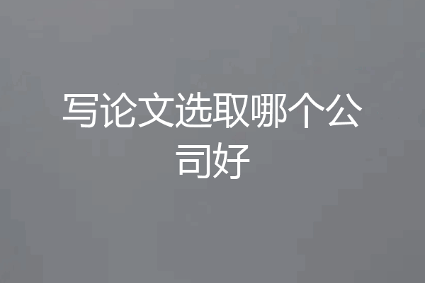 写论文选取哪个公司好
