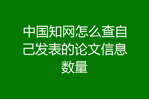 中国知网怎么查自己发表的论文信息数量