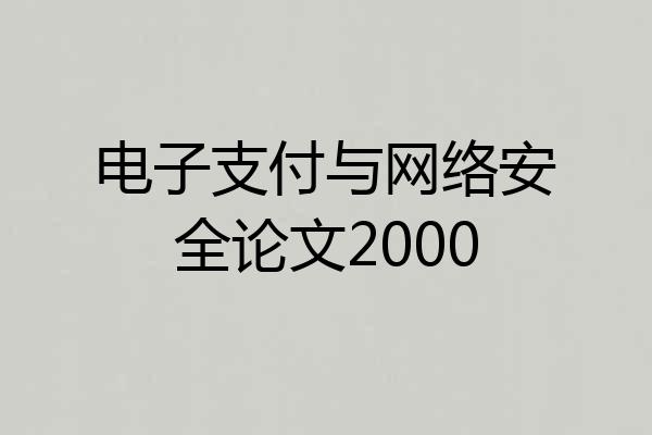 电子支付与网络安全论文2000