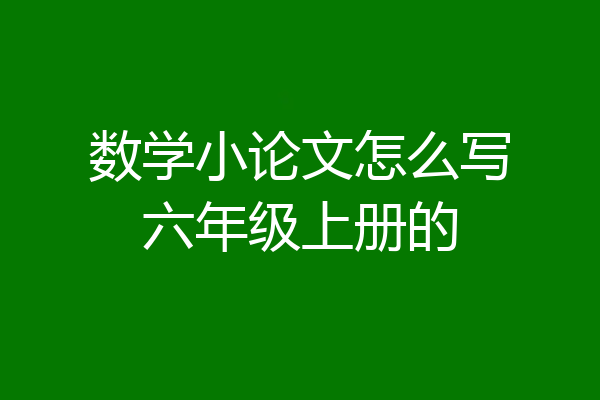 数学小论文怎么写六年级上册的