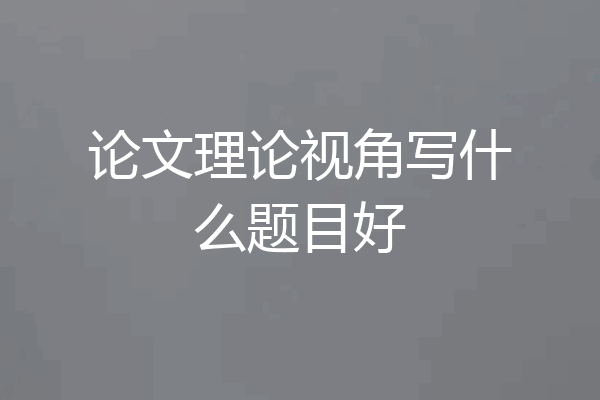 论文理论视角写什么题目好