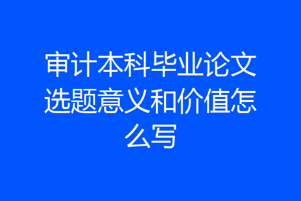 审计本科毕业论文选题意义和价值怎么写