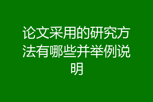 论文采用的研究方法有哪些并举例说明