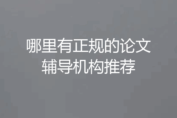 哪里有正规的论文辅导机构推荐