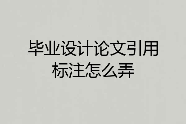 毕业设计论文引用标注怎么弄