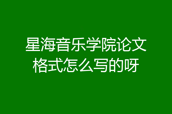星海音乐学院论文格式怎么写的呀