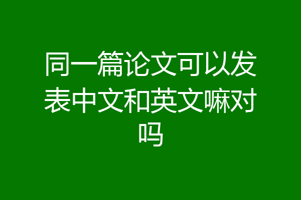 同一篇论文可以发表中文和英文嘛对吗