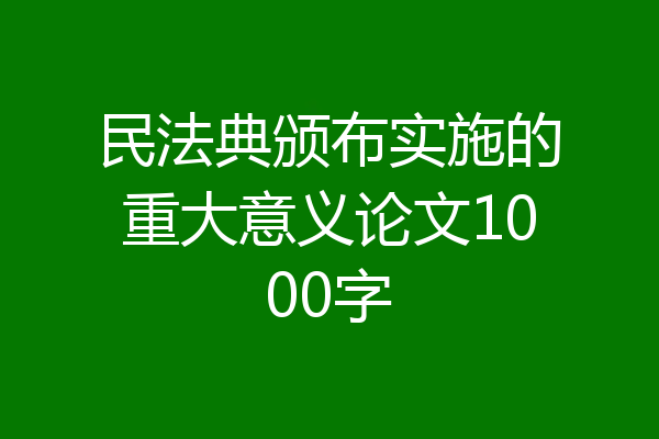 民法典颁布实施的重大意义论文1000字