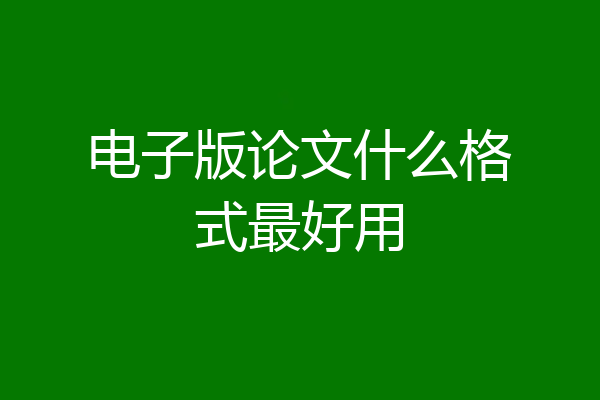 电子版论文什么格式最好用
