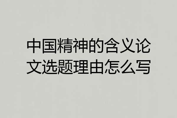 中国精神的含义论文选题理由怎么写