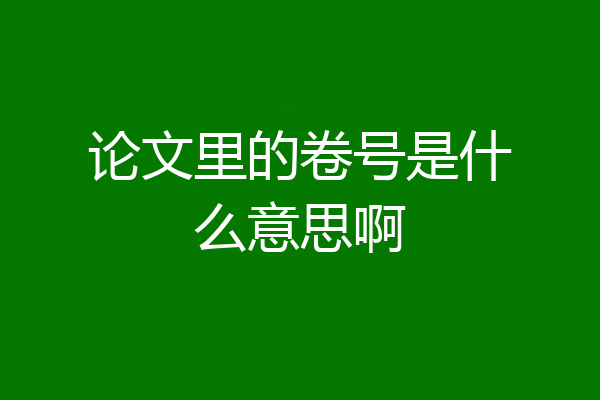 论文里的卷号是什么意思啊