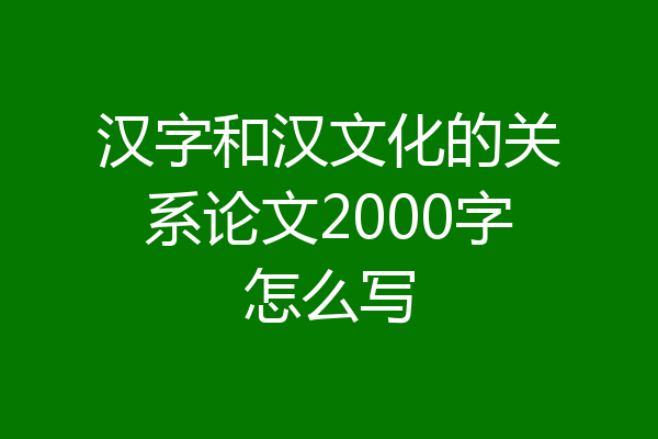汉字和汉文化的关系论文2000字怎么写