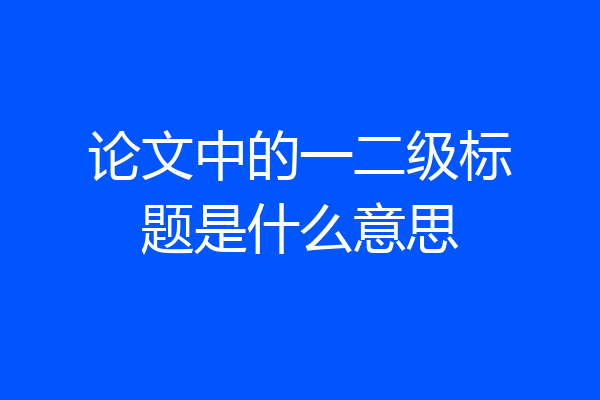 论文中的一二级标题是什么意思
