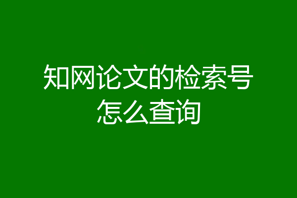 知网论文的检索号怎么查询