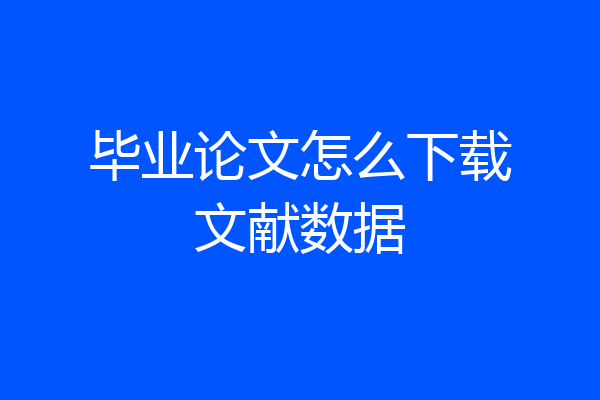 毕业论文怎么下载文献数据