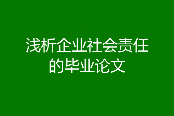 浅析企业社会责任的毕业论文