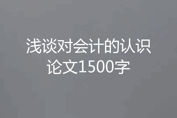 浅谈对会计的认识论文1500字