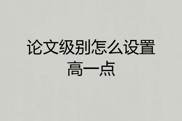 论文级别怎么设置高一点