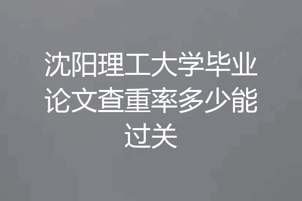 沈阳理工大学毕业论文查重率多少能过关